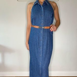 Vintage Ann Taylor Loft halter jean dress